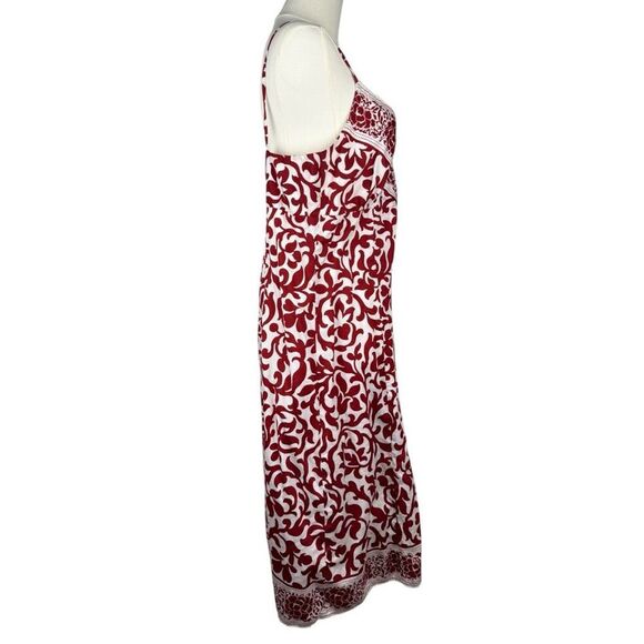 Hart of Dixie Style Red‎ White Print Sundress Women's 12 Cotton Midi Cottagecore - Picture 12 of 16